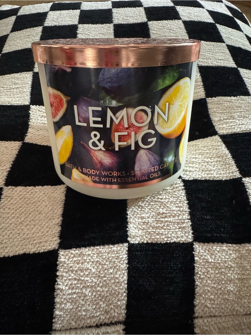 Bath & Body Works RETIRED Lemon & Fig Scented Candle - Pink Copper Lid